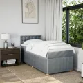 cadre de lit avec matelas Gris clair 90x200 cm Tissu