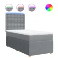 cadre de lit avec matelas Gris clair 100x200cm Tissu