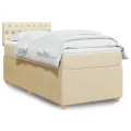 cadre de lit avec matelas Crème 100x200 cm Tissu