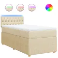 cadre de lit avec matelas Crème 100x200 cm Tissu