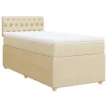 cadre de lit avec matelas Crème 100x200 cm Tissu