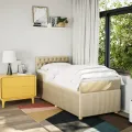 cadre de lit avec matelas Crème 100x200 cm Tissu