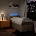 cadre de lit avec matelas Crème 100x200 cm Tissu