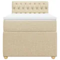 cadre de lit avec matelas Crème 100x200 cm Tissu