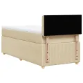 cadre de lit avec matelas Crème 100x200 cm Tissu