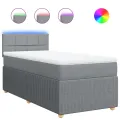 cadre de lit avec matelas Gris clair 90x200 cm Tissu