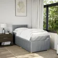 cadre de lit avec matelas Gris clair 90x200 cm Tissu