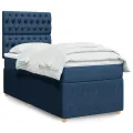cadre de lit avec matelas Bleu 90x200 cm Tissu