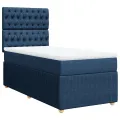 cadre de lit avec matelas Bleu 90x200 cm Tissu