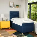 cadre de lit avec matelas Bleu 90x200 cm Tissu