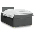 cadre de lit avec matelas Gris foncé 120x200cm Tissu