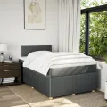 cadre de lit avec matelas Gris foncé 120x200cm Tissu
