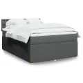 cadre de lit avec matelas Gris foncé 140x200cm Tissu