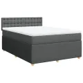 cadre de lit avec matelas Gris foncé 140x200cm Tissu