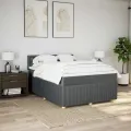 cadre de lit avec matelas Gris foncé 140x200cm Tissu