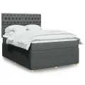cadre de lit avec matelas Gris foncé 140x190cm Tissu