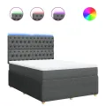 cadre de lit avec matelas Gris foncé 140x190cm Tissu