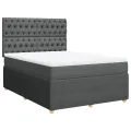 cadre de lit avec matelas Gris foncé 140x190cm Tissu