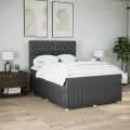 cadre de lit avec matelas Gris foncé 140x190cm Tissu