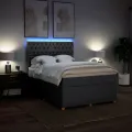 cadre de lit avec matelas Gris foncé 140x190cm Tissu