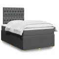 cadre de lit avec matelas Gris foncé 120x200cm Tissu