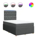 cadre de lit avec matelas Gris foncé 120x200cm Tissu