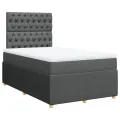 cadre de lit avec matelas Gris foncé 120x200cm Tissu