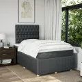 cadre de lit avec matelas Gris foncé 120x200cm Tissu