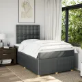 cadre de lit avec matelas Gris foncé 120x200cm Tissu