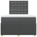 cadre de lit avec matelas Gris foncé 120x200cm Tissu