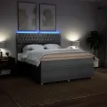 cadre de lit avec matelas Gris clair 180x200cm Tissu