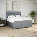 cadre de lit avec matelas Gris clair 180x200cm Tissu