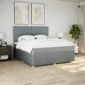 cadre de lit avec matelas Gris clair 180x200cm Tissu