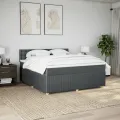 cadre de lit avec matelas Gris foncé 180x200cm Tissu