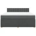 cadre de lit avec matelas Gris foncé 180x200cm Tissu