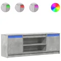 Meuble TV avec LED gris béton 139,5x34x50 cm bois d'ingénierie