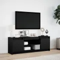 Meuble TV avec LED noir 139,5x34x50 cm bois d'ingénierie