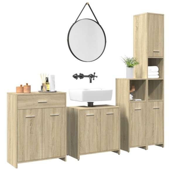 Ensemble de meubles de salle de bain 4 pcs chêne sonoma