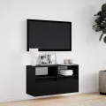 Meuble TV mural avec lumières LED noir 80x31x45 cm