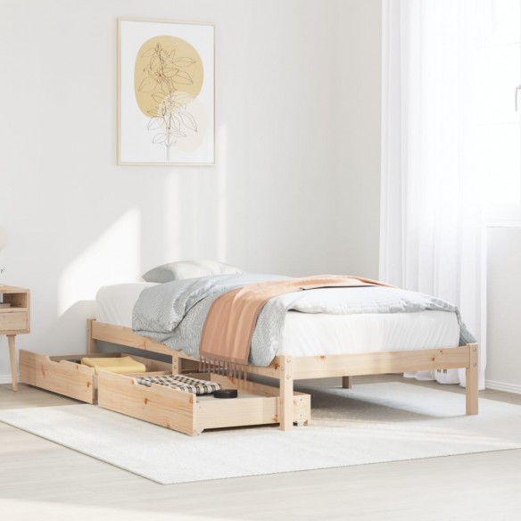 Cadre de lit sans matelas 75x190 cm bois de pin massif