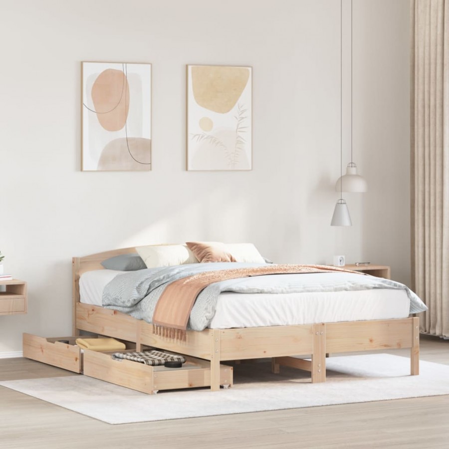 Cadre de lit sans matelas 135x190 cm bois de pin massif