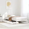 Cadre de lit sans matelas blanc 75x190 cm bois de pin massif