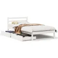 Cadre de lit sans matelas blanc 90x190 cm bois de pin massif
