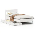 Cadre de lit sans matelas blanc 90x190 cm bois de pin massif