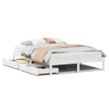 Cadre de lit sans matelas blanc 140x190 cm bois de pin massif