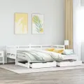 Lit de jour avec gigogne et tiroirs sans matelas blanc 80x200cm