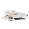 Cadre de lit avec tiroirs sans matelas blanc 120x190 cm