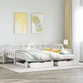 Lit de jour avec gigogne et tiroirs sans matelas blanc 90x200cm