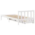 Cadre de lit sans matelas blanc 75x190 cm bois de pin massif