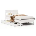Cadre de lit sans matelas blanc 90x200 cm bois de pin massif